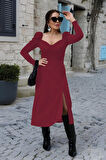 Rose's Boutiqe All About Women Kadın Uzun Kollu Göğüs Ve Sırt Dekolteli Krep Midi Boy Elbise
