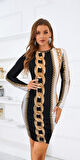 Rose's Boutiqe All About Women Kadın Uzun Kollu Bisiklet Yaka Scuba Midi Boy Elbise