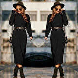 Rose's Boutiqe All About Women Kadın Uzun Kollu Boğazlı Midi Boy Triko Elbise (kemersiz)