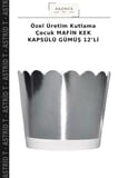 Özel Üretim Kutlama Çocuk MAFİN KEK KAPSÜLÜ GÜMÜŞ 12’Lİ