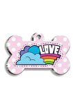 Pembe Puantiyeli Love Kemik Şekilli Köpek Künyesi XLarge 3,3 x 5 cm