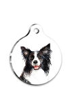 Suluboya Border Collie Yuvarlak Köpek Künyesi Small 2,5 cm