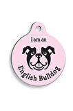 Pembe English Bulldog Yuvarlak Köpek Künyesi Medium: 3 cm.