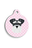 Pembe Puantiyeli Schnauzer Yuvarlak Köpek Künyesi Medium 3 cm