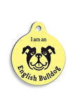Sarı English Bulldog Yuvarlak Köpek Künyesi Large: 3,8 cm.