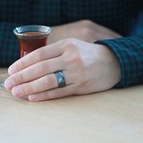 Erkek Hematit Doğaltaş Yüzük - Faset Kesim - Metalik Gri Renk