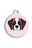 Pembe Puantiyeli Saint Bernard Yuvarlak Köpek Künyesi