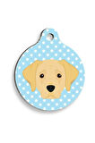 Mavi Puantiyeli Labrador Yuvarlak Köpek Künyesi Small 2,5 cm
