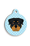 Mavi Puantiyeli Rottweiler Yuvarlak Köpek Künyesi Large 3,8 cm
