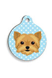 Yorkshire Terrier Mavi Puantiyeli Yuvarlak Köpek Künyesi
