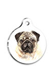 Suluboya Pug Yuvarlak Köpek Künyesi Small 2,5 cm