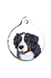 Tasarım Bernese Mountain Yuvarlak Köpek Künyesi Small 2,5 cm