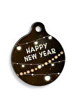 Christmas Serisi Brown Happy New Year Yuvarlak Kedi ve Köpek Künyesi Small: 2,5 cm.