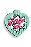 Kiss Me Öpücük Kalp Şekilli Kedi Köpek Künyesi Medium: 3,2 x 3,5 cm.