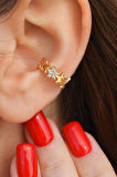 Sıra Yıldızlı Earcuff Sıkıştırma Kıkırdak Küpesi Yıldızlı