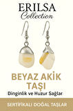 Sertifikalı Beyaz Akik Taşı Küpe – Saflık, Huzur ve Ruhsal Denge Taşı