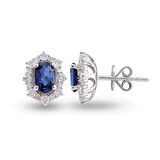 1.65 Ct Pırlantalı Safir Küpe RTK23