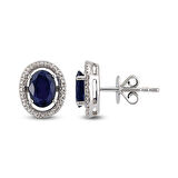 1.56 Ct Pırlantalı Safir Küpe RTK3