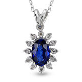 0.52 Ct Pırlanta Safir Kolye RTKL11