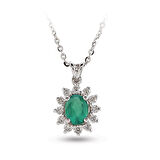 0.45 Ct Pırlanta Zümrüt Taşlı Kolye RTKL29