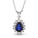 0.42 Ct Pırlanta Safir Kolye RTKL34