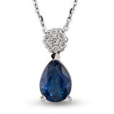 0.92 Ct Pırlanta Safir Kolye RTKL47