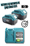 RETOOLS ULTRA HIZLI ŞARJ CİHAZI MAVİ VE 2 ADET 10 PİLLİ Lİ-İON BATARYA 21V/3.0AH EKONOMİK SET!