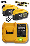 RETOOLS ULTRA HIZLI ŞARJ CİHAZI SARI VE 2 ADET 10 PİLLİ Lİ-İON BATARYA 21V/3.0AH EKONOMİK SET!