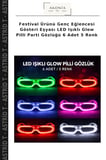 Festival Ürünü Genç Eğlencesi Gösteri Eşyası LED Işıklı Glow Pilli Parti Gözlüğü 6 Adet 5 Renk