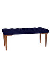 Gazzini Classic Retro Gürgen Ayak Chester Model Kapitoneli Mavi Puf Bench - Ceviz Ayak