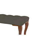 Gazzini Classic Lükens Gürgen Ayak Chester Model Kapitoneli Antrasit Puf Bench - Ceviz Ayak