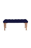 Gazzini Classic Torna Gürgen Ahşap Ayak Chester Model Kapitoneli Mavi Puf Bench - Ceviz Ayak