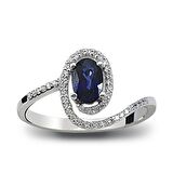 0.73 Ct Pırlanta Safir Yüzük RTY11