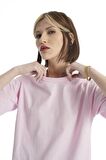 Pembe Bisiklet Yaka T-shirt