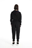 Siyah Spor Crop Sweatshirt