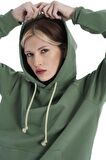 Koyu Yeşil Örme Unisex Basic Sweatshirt