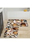 Dijital Baskı Yıkanabilir Kaymaz 2'li Banyo Paspası  RVG5015