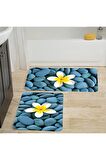 Dijital Baskı Yıkanabilir Kaymaz 2'li Banyo Paspası  RVG5029