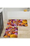 Dijital Baskı Yıkanabilir Kaymaz 2'li Banyo Paspası  RVG5030