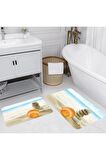 Dijital Baskı Yıkanabilir Kaymaz 2'li Banyo Paspası  RVG5032