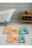 Dijital Baskı Yıkanabilir Kaymaz 2'li Banyo Paspası  RVG5045