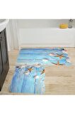 Dijital Baskı Yıkanabilir Kaymaz 2'li Banyo Paspası  RVG5048