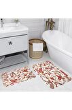 Dijital Baskı Yıkanabilir Kaymaz 2'li Banyo Paspası  RVG5050