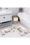 Dijital Baskı Yıkanabilir Kaymaz 2'li Banyo Paspası  RVG5056