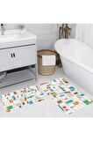 Dijital Baskı Yıkanabilir Kaymaz 2'li Banyo Paspası  RVG5083