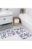 Dijital Baskı Yıkanabilir Kaymaz 2'li Banyo Paspası  RVG5089