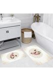 Dijital Baskı Yıkanabilir Kaymaz 2'li Banyo Paspası  RVG5112