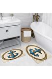Dijital Baskı Yıkanabilir Kaymaz 2'li Banyo Paspası  RVG5129