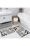 Dijital Baskı Yıkanabilir Kaymaz 2'li Banyo Paspası  RVG5144