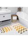 Dijital Baskı Yıkanabilir Kaymaz 2'li Banyo Paspası  RVG5175